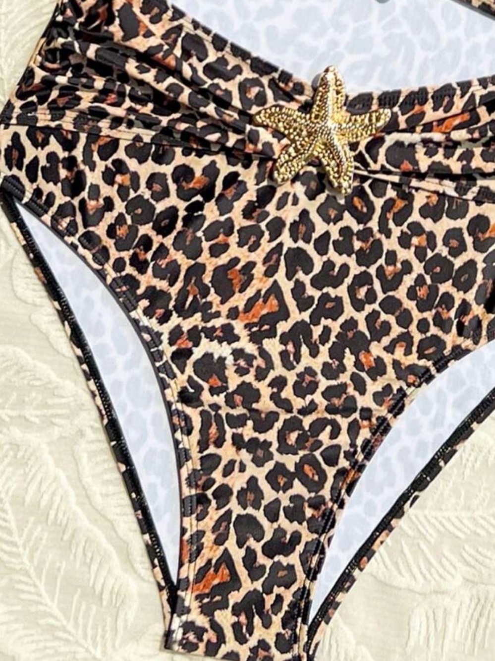 SHEIN Leopard Print Cutout One-Piece Swimsuit with Starfish Accents - Brown - Picture 6 of 13